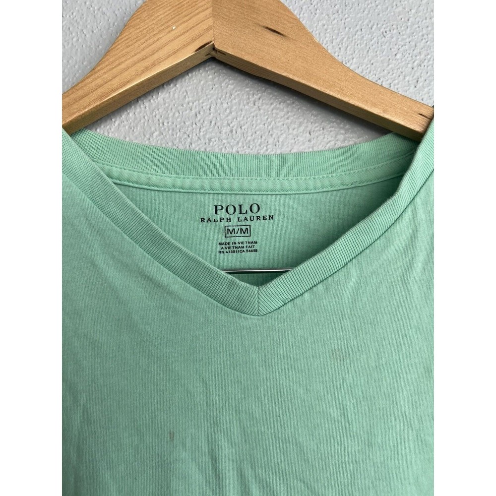 Polo Ralph Lauren Mint Green Pink logo Mens Short Sleeve Shirt Size Medium - Picture 5 of 8